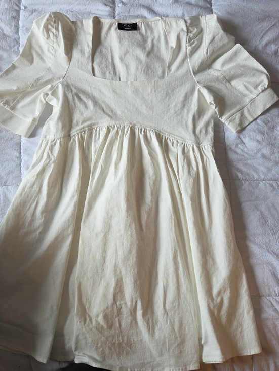 Vici Dresses & Skirts - Vici Cream Square Neck Puff Sleeve Women's Lined Dress